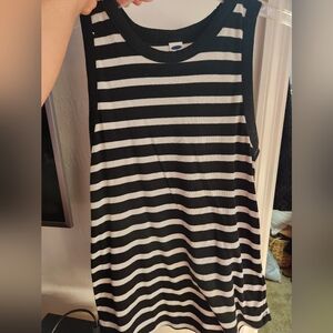 Old Navy Black and White Striped Sleeveless Womens Top